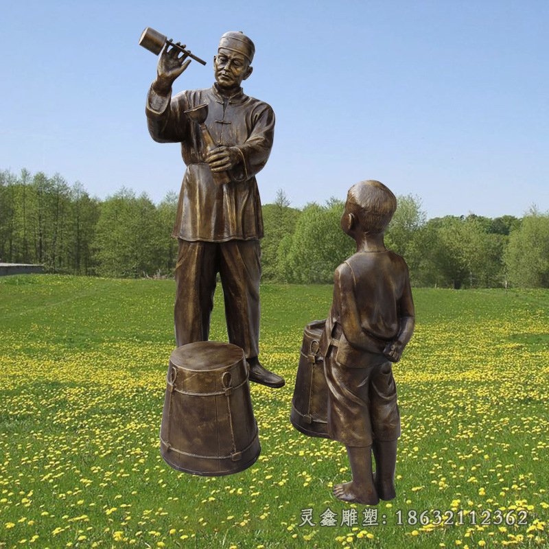 打酱油小品人物铜雕1
