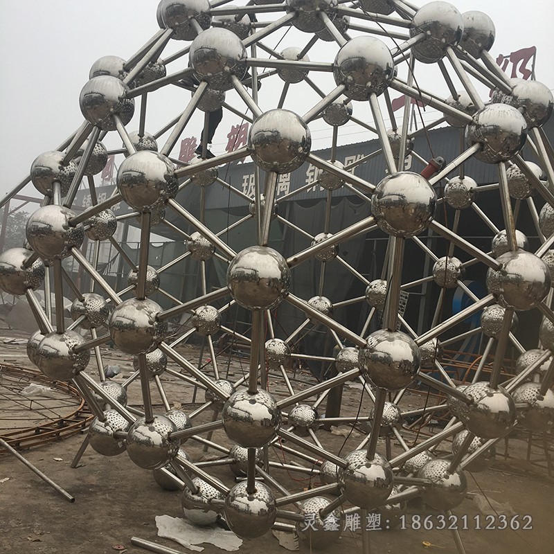 不锈钢原子球户外景观铜雕