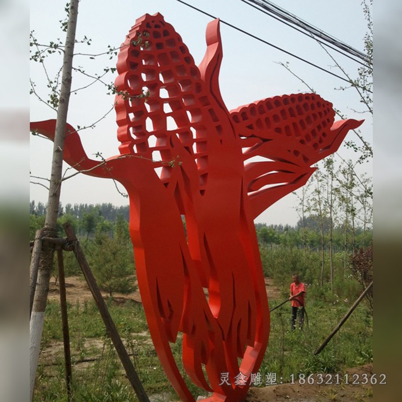 不锈钢彩绘玉米公园雕塑