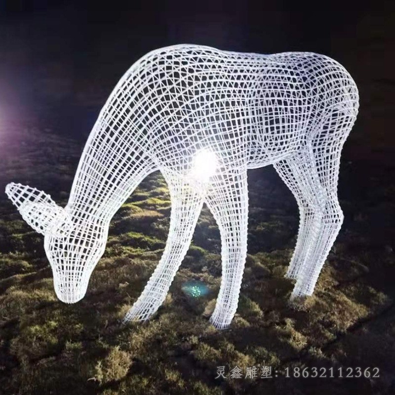 不锈钢抽象鹿公园雕塑