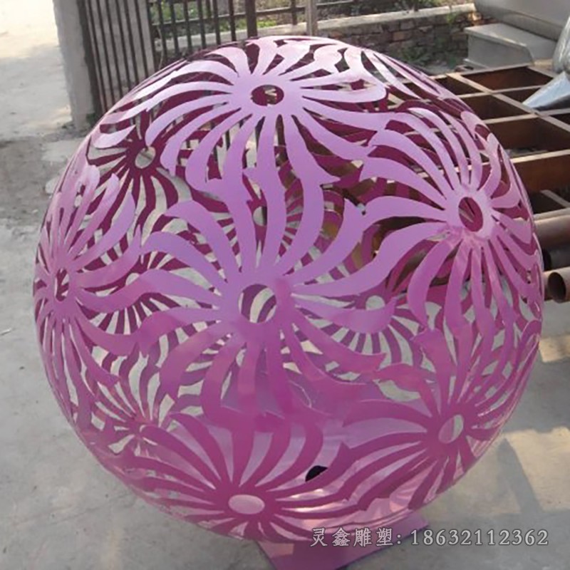 不锈钢彩绘圆球广场景观雕塑