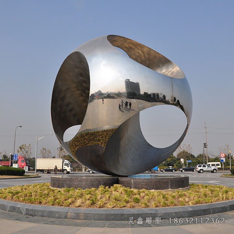 不锈钢抽象圆球广场景观雕塑