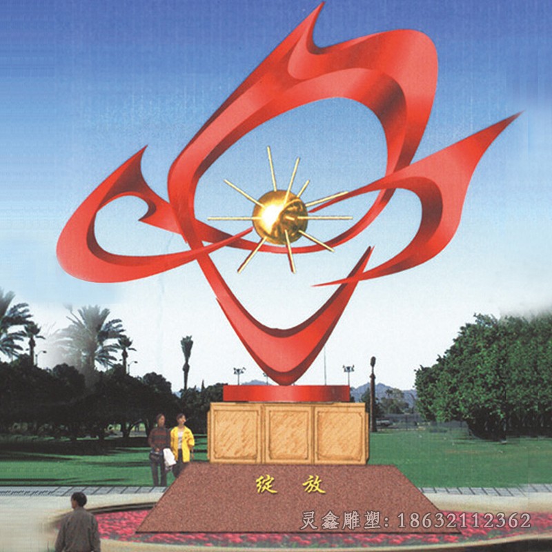 不锈钢彩绘花校园景观雕塑