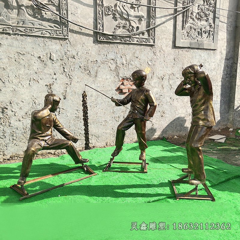 放鞭炮儿童雕塑 (3)