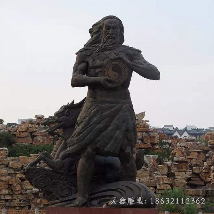 伏羲神话人物景观铜雕