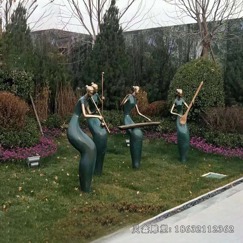 公园抽象演奏音乐人物铜雕 (2)