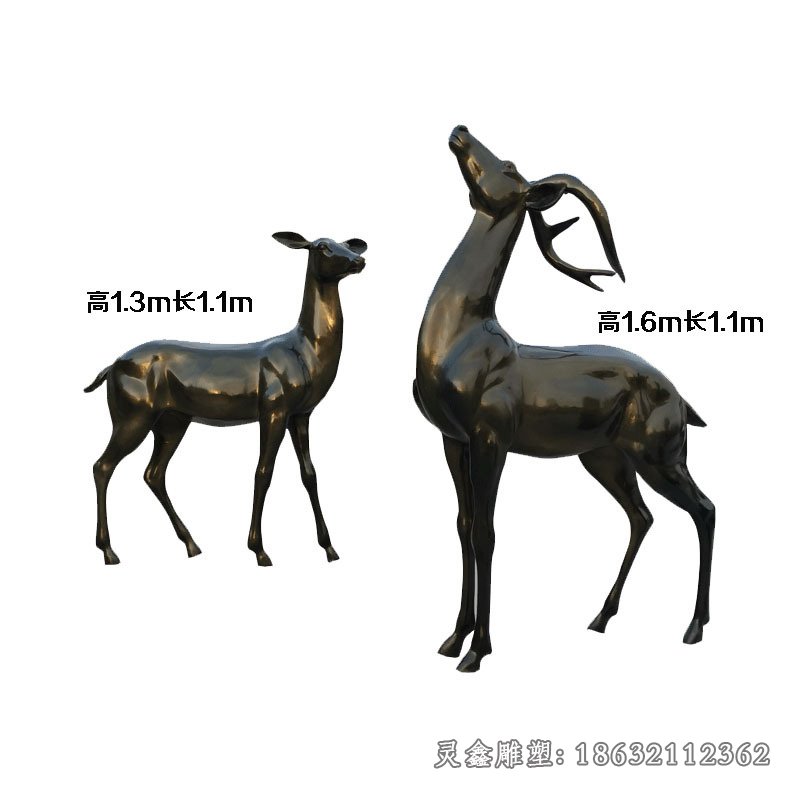 公园铜雕鹿 (1)