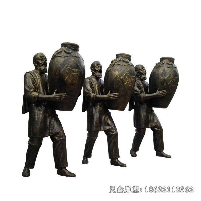古代人物抱酒坛铜雕 (1)[1]