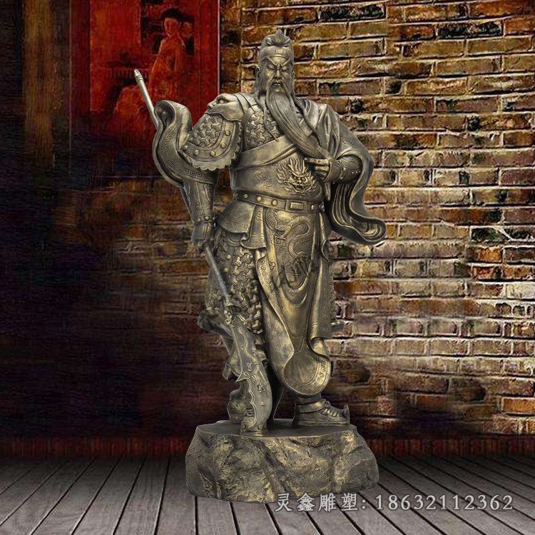 古代捋须关公铜雕