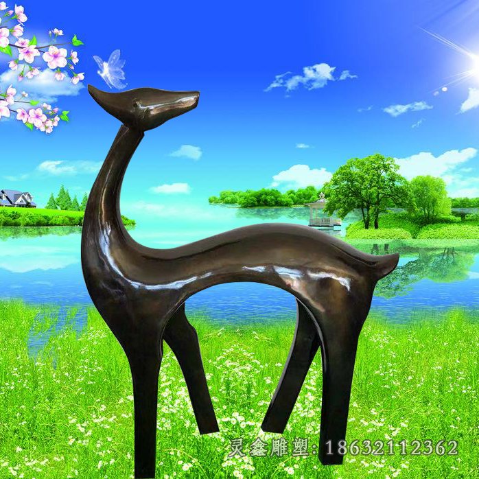 广场抽象鹿铜雕 (5)
