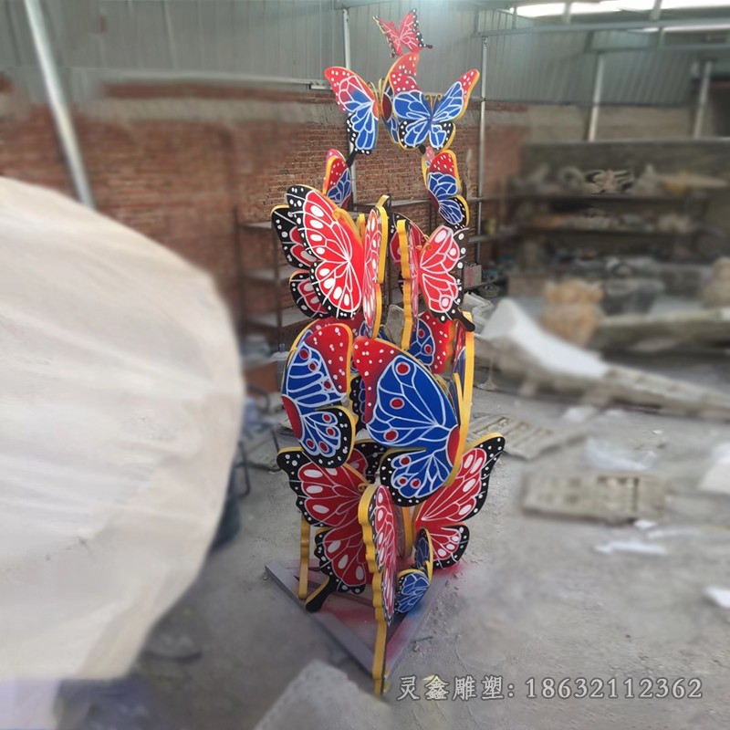 不锈钢彩绘蝴蝶园林景观雕塑