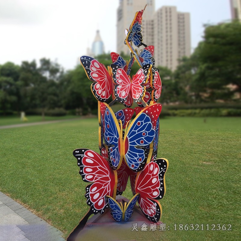 不锈钢彩绘蝴蝶园林景观雕塑