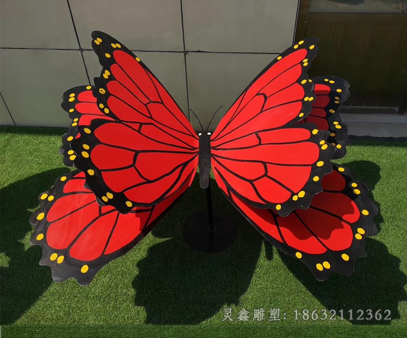 彩绘蝴蝶庭院景观不锈钢雕塑