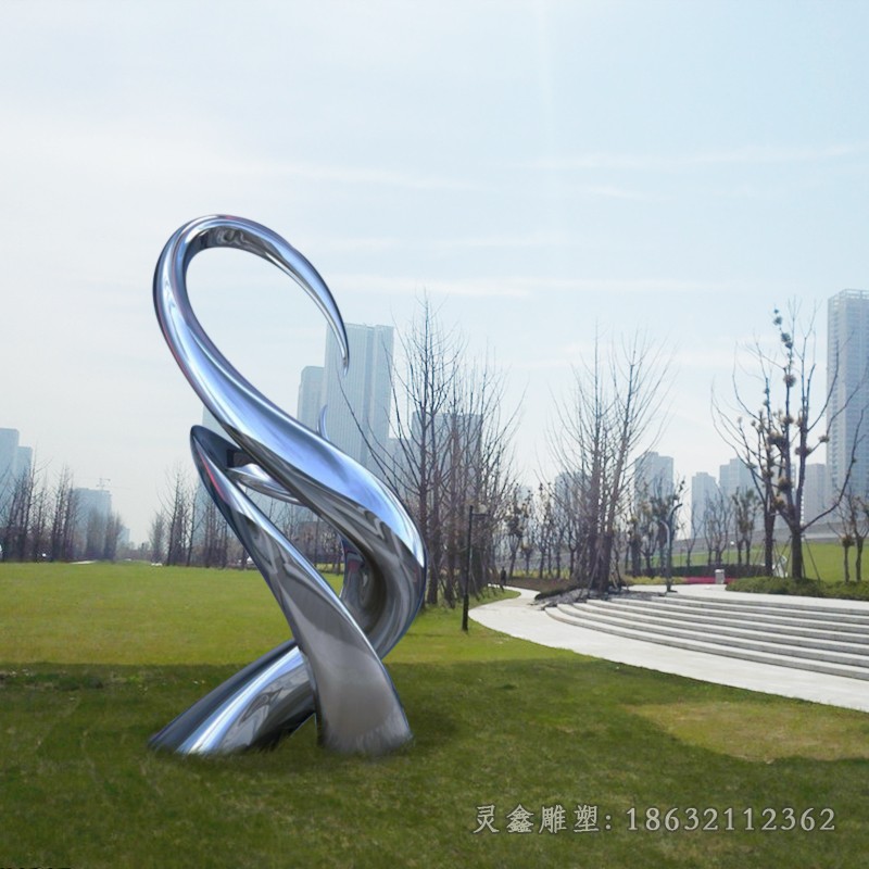 城市镜面不锈钢抽象艺术雕塑