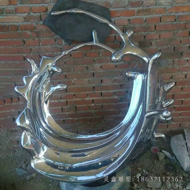 抽象海浪不锈钢标志雕塑