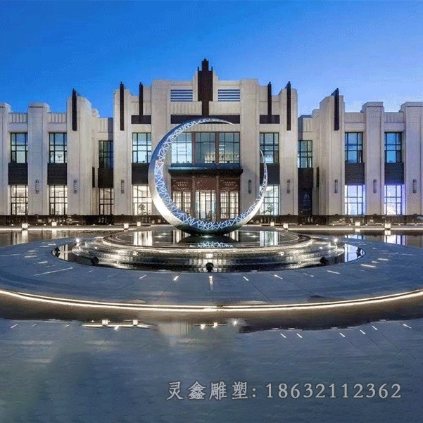 城市不锈钢月亮街边景观雕塑