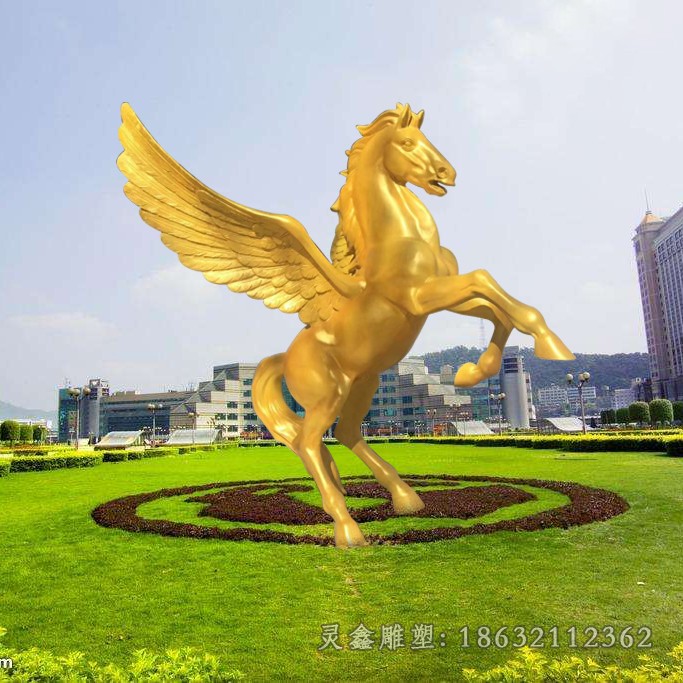 城市不锈钢飞马动物雕塑