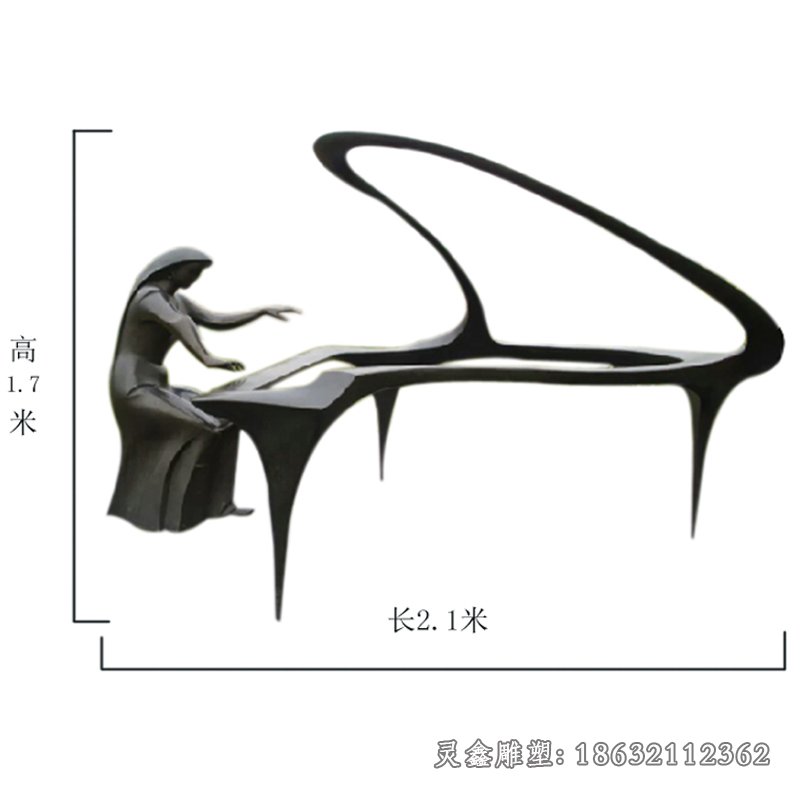 广场弹钢琴抽象景观铜雕广场弹钢琴抽象人物铜雕 (2)