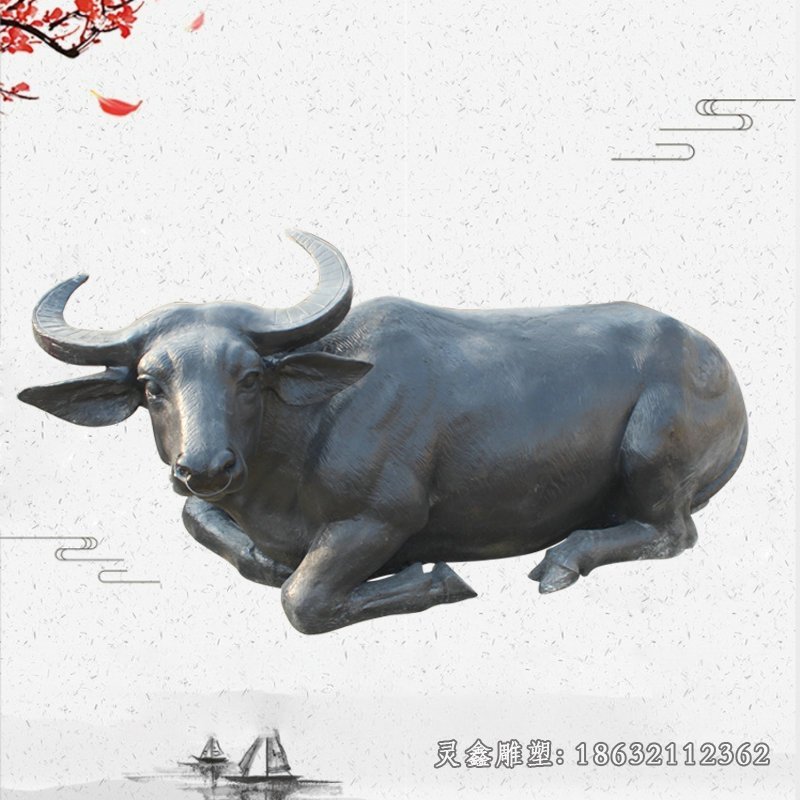 跪姿孺子牛铜雕 (2)