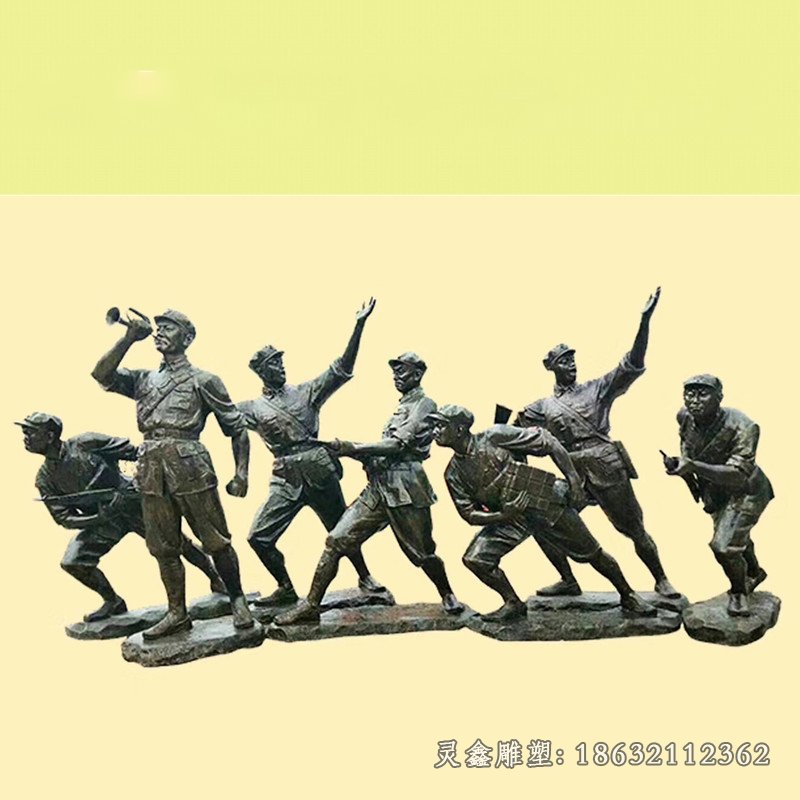 红军冲锋主题铜雕