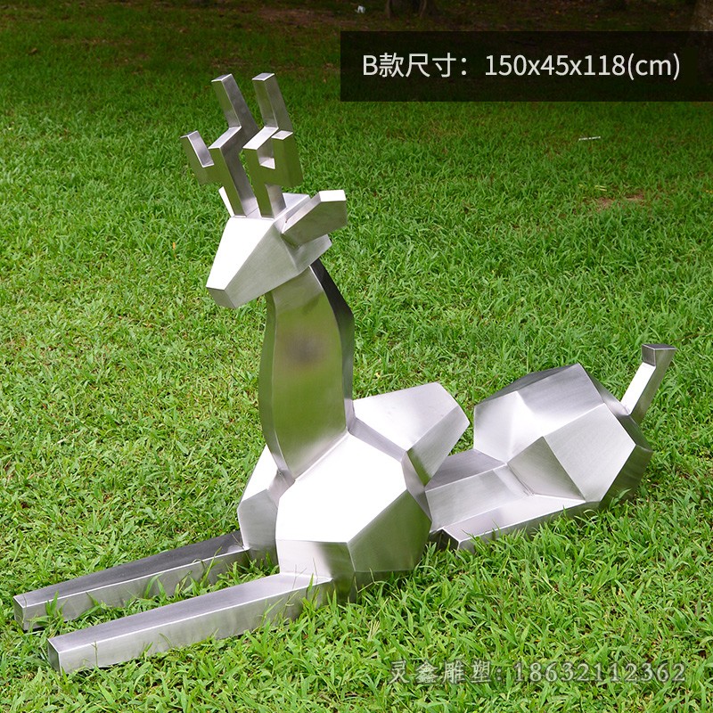 抽象几何鹿公园动物雕塑