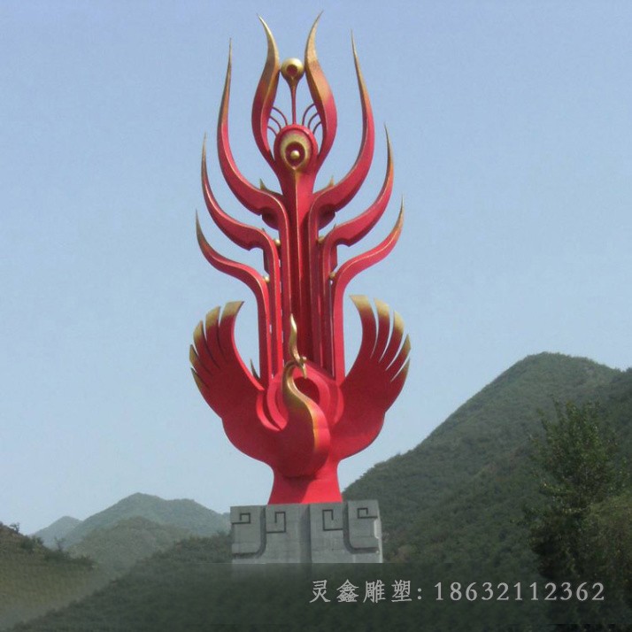 抽象凤凰广场景观不锈钢雕塑