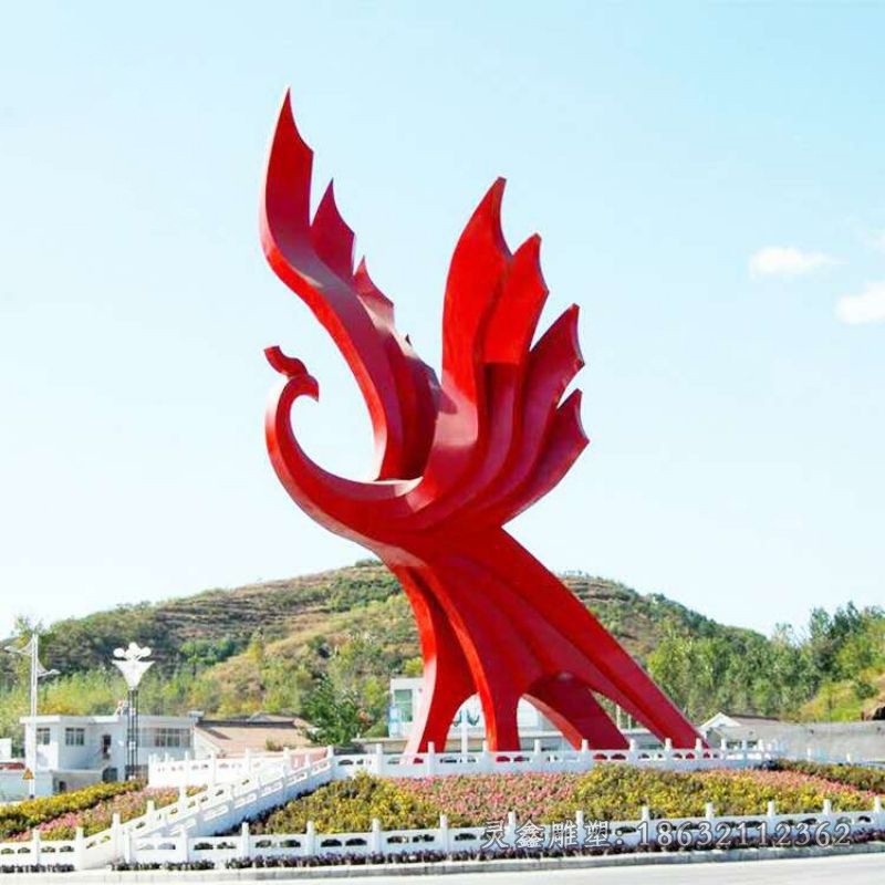 抽象凤凰广场景观不锈钢雕塑