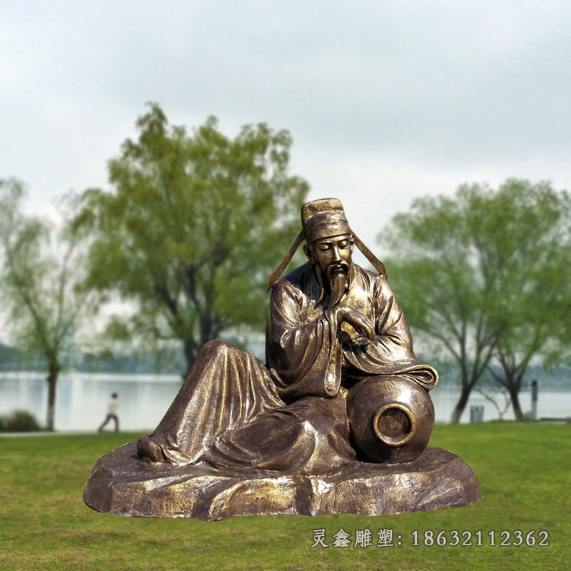 李白醉酒人物铜雕 (1)