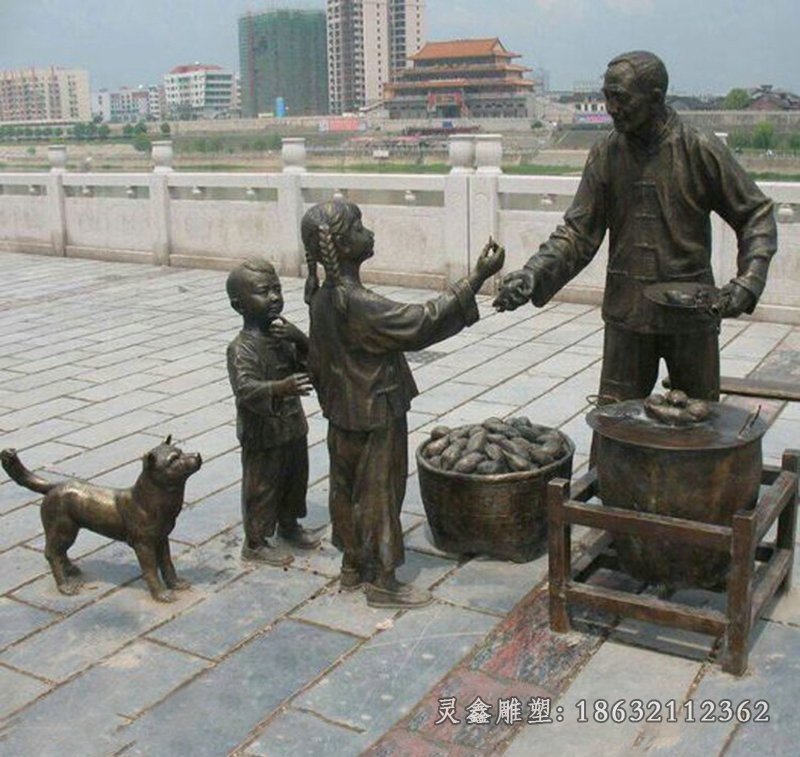 卖红薯民俗景观铜雕