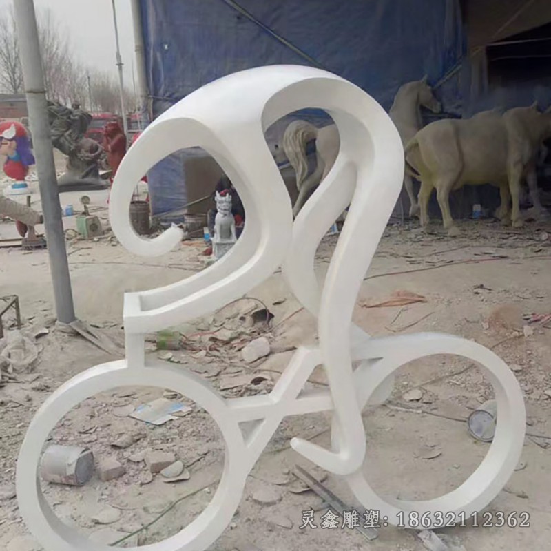 不锈钢骑自行车抽象广场景观雕塑