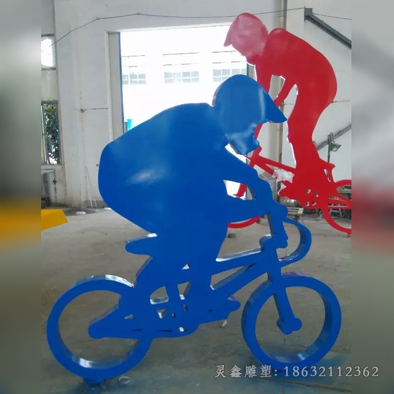 不锈钢骑自行车运动雕塑