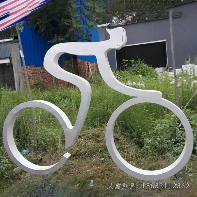 骑自行车抽象广场不锈钢雕塑