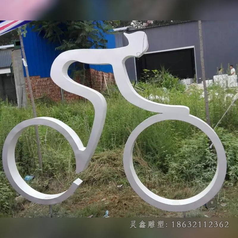 不锈钢自行车抽象公园雕塑
