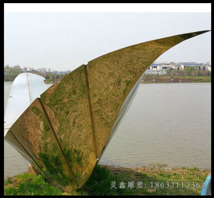 不锈钢彩绘树叶城市景观雕塑