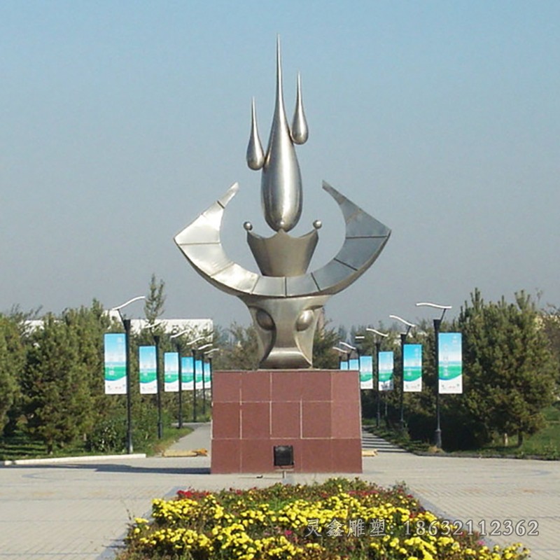 不锈钢抽象水滴广场雕塑