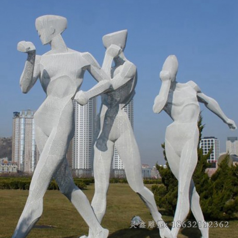 不锈钢运动人物城市景观雕塑