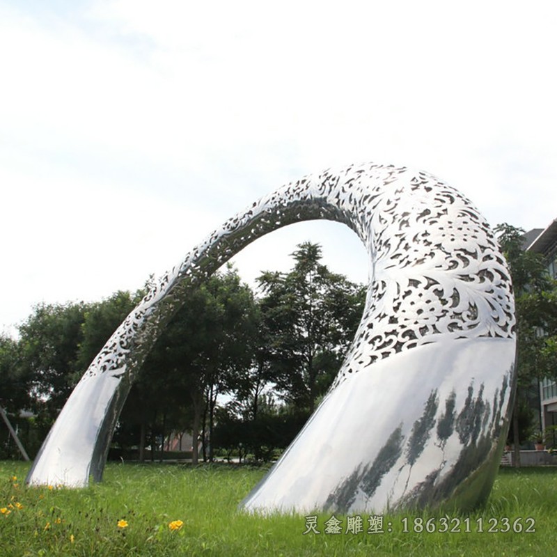 不锈钢圆形拱门公园景观雕塑