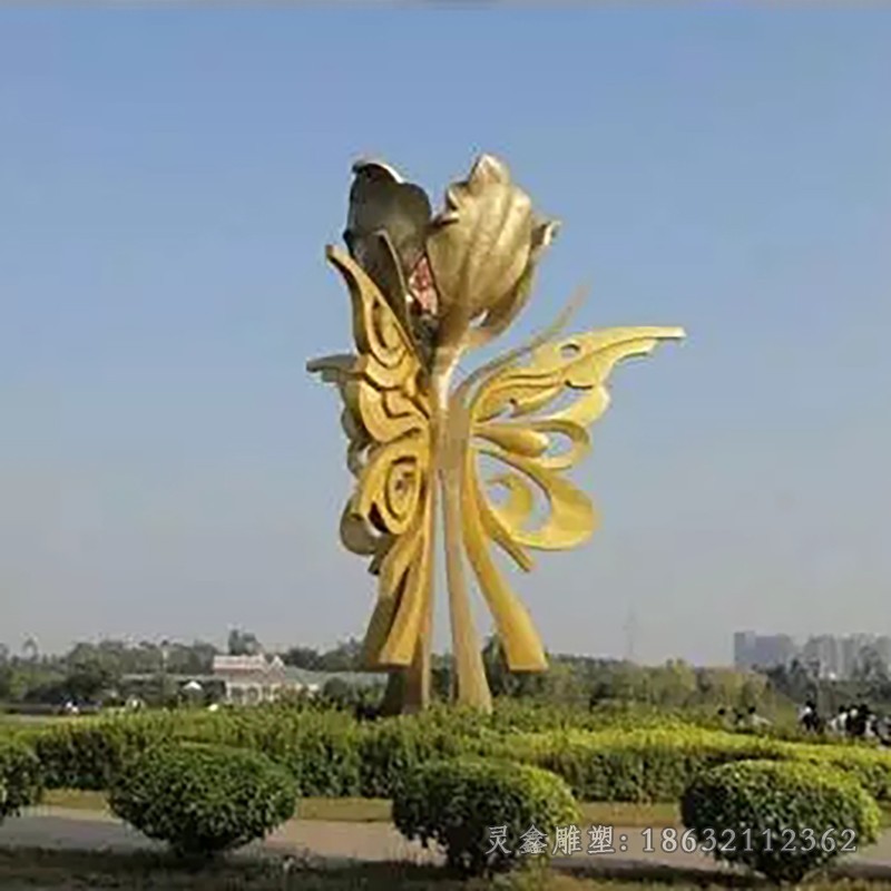 不锈钢紫荆花户外景观雕塑