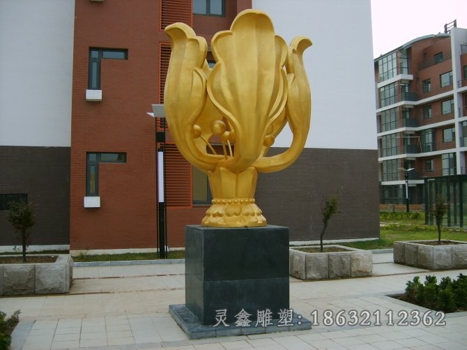 不锈钢紫荆花抽象景观雕塑