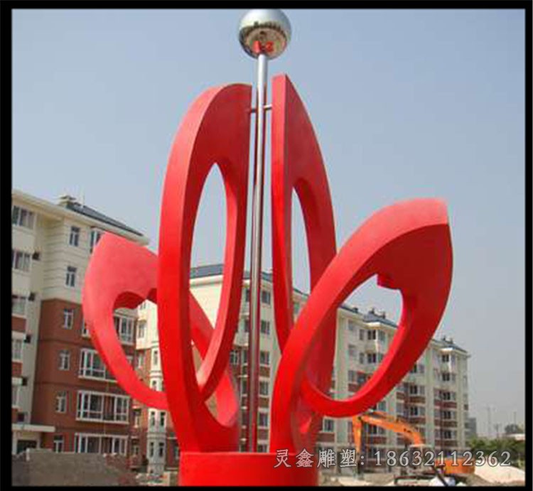 不锈钢彩绘抽象树叶广场雕塑
