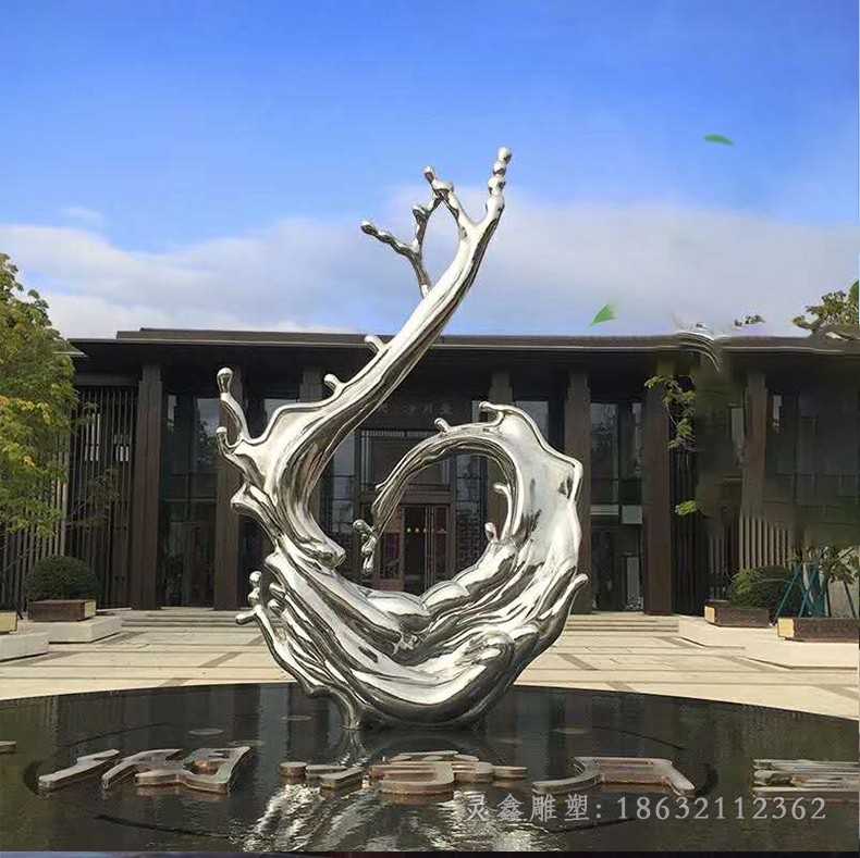 创意镜面不锈钢海浪广场雕塑