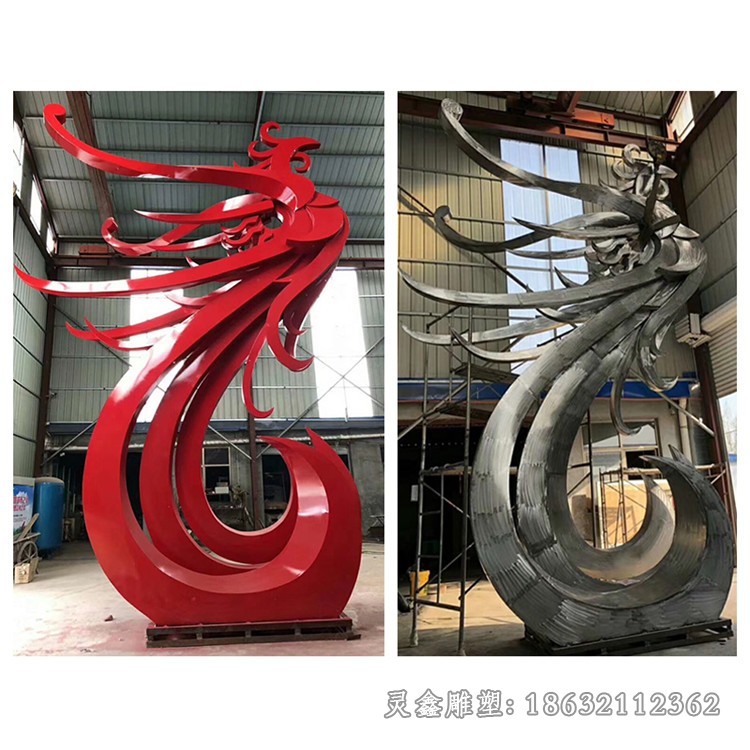 大型不锈钢凤凰广场景观雕塑