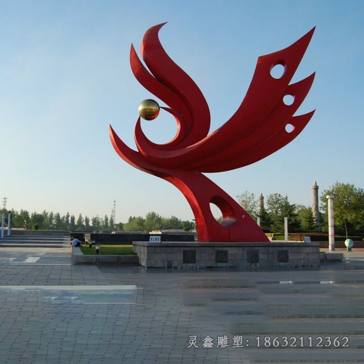 大型不锈钢抽象凤凰广场雕塑