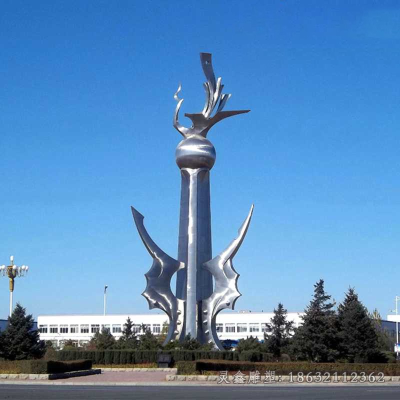 不锈钢彩色抽象景观雕塑