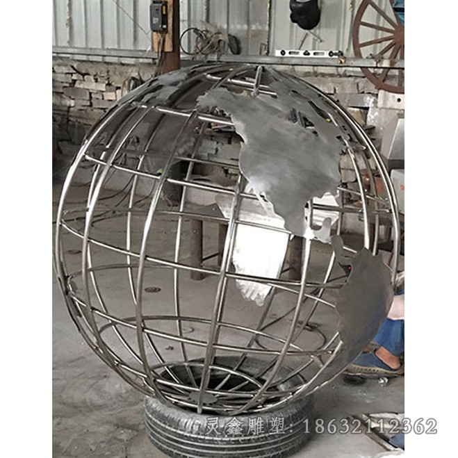 地球仪不锈钢雕塑 (3)
