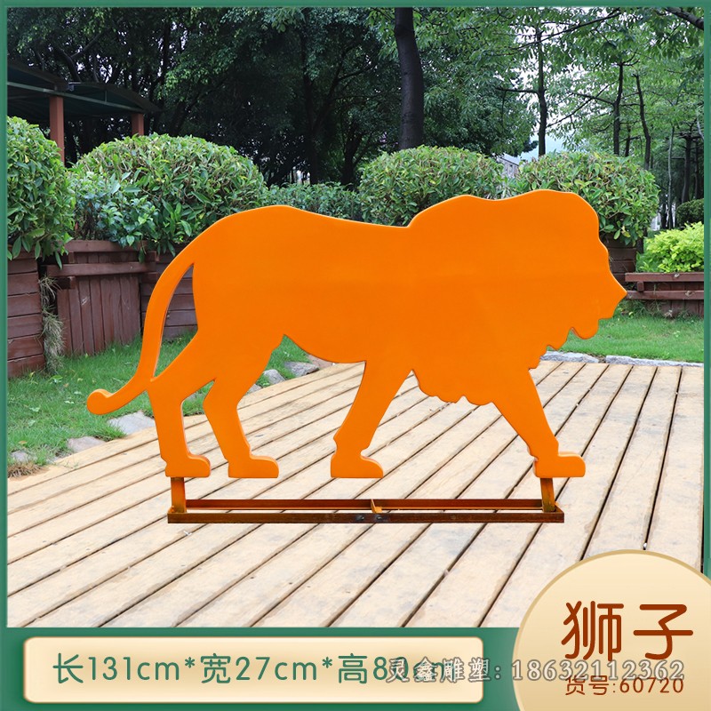 发光狮子不锈钢抽象剪影雕塑