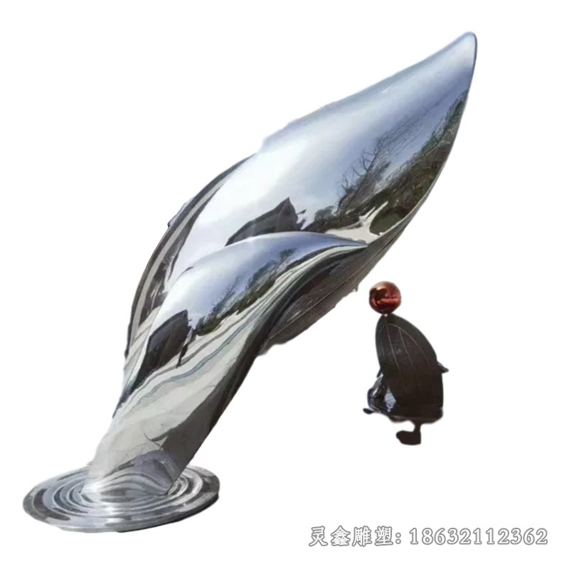 不锈钢镜面海豚广场雕塑