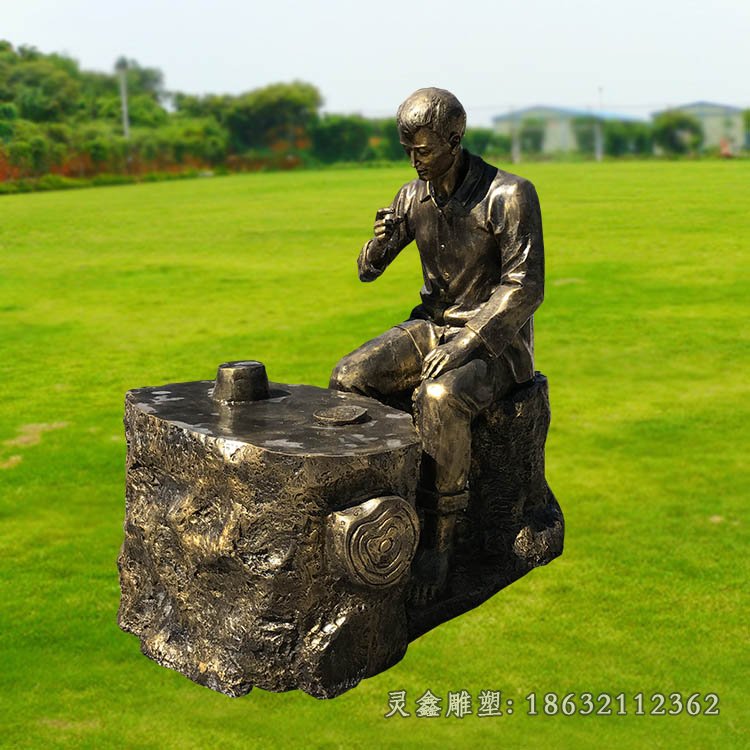 品茶城市人物景观铜雕