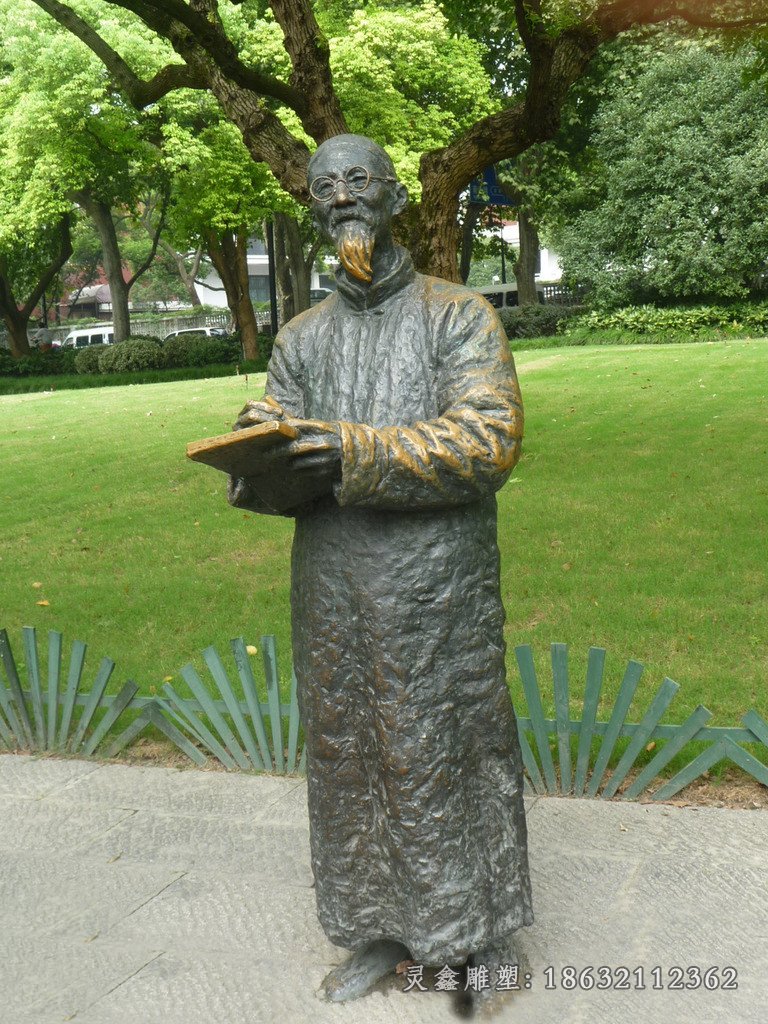 齐白石铜雕，古代画家雕塑