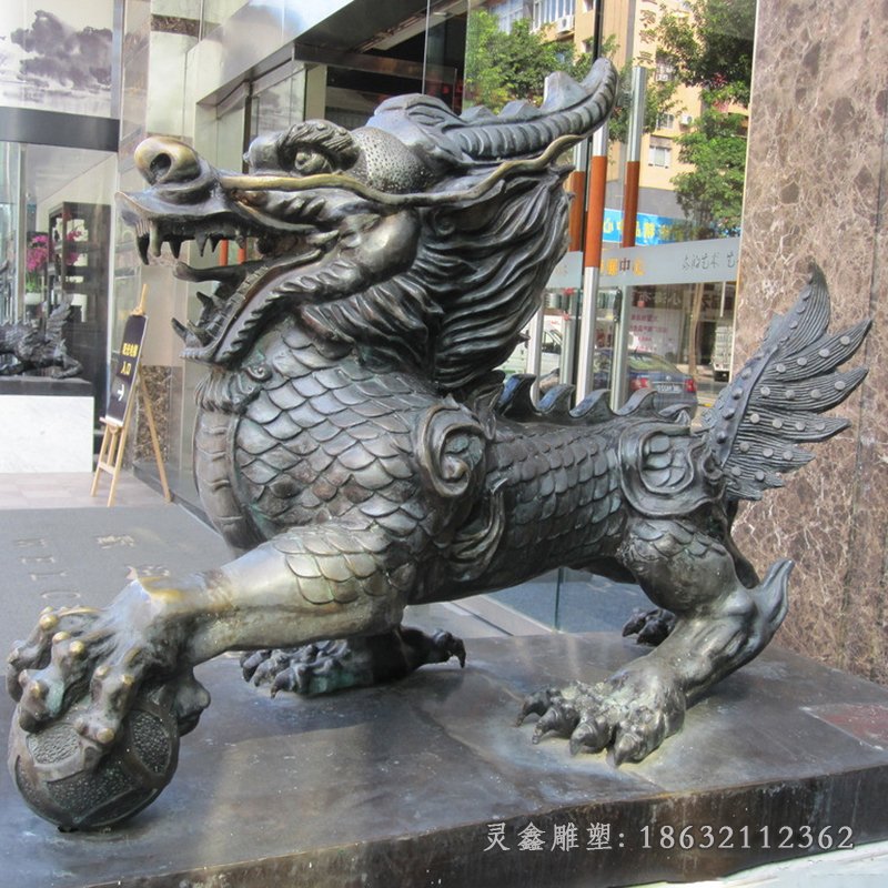 麒麟广场动物景观铜雕